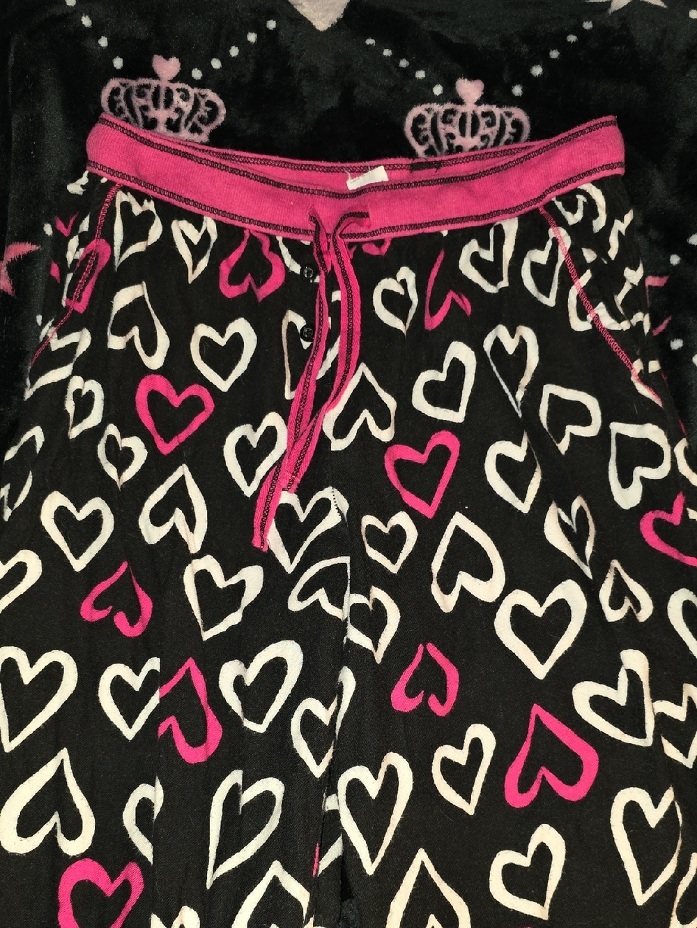 Pink Black Heart PJ Pants